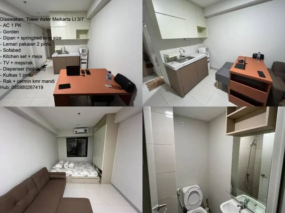 Disewakan Kamar Baru, Tipe Studio, Tower Aster Meikarta