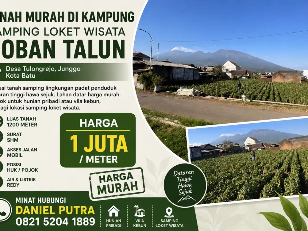 DIJUAL TANAH SAMPING LOKET WISATA KOTA BATU