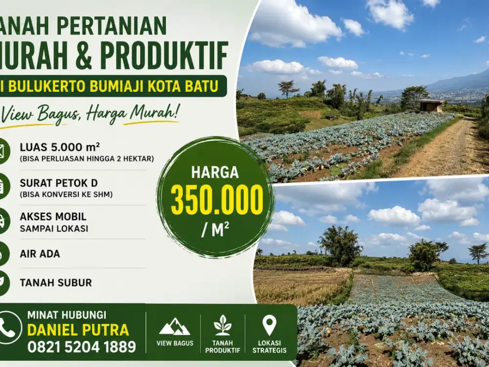DIJUAL TANAH PERTANIAN HARGA MURAH BANGET HANYA 350 RB/ METER