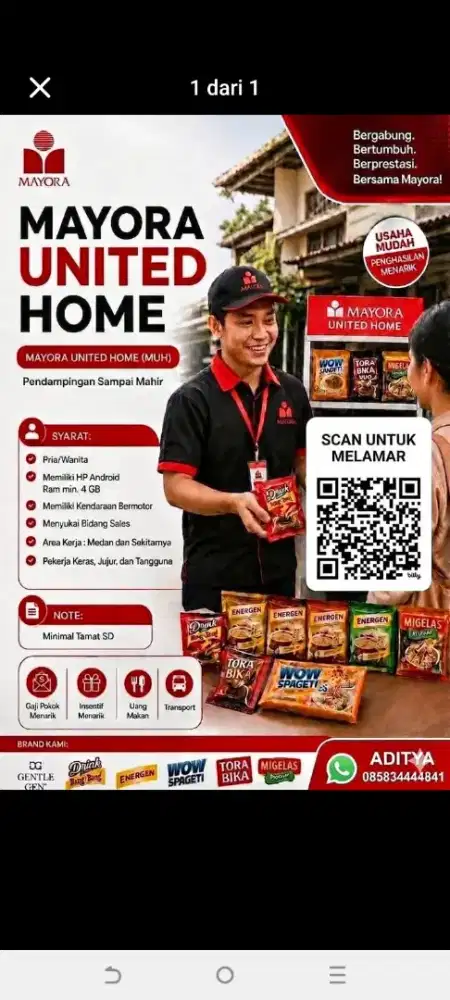 LOWONGAN KERJA MAYORA SALES MOTORIS HOME TO HOME