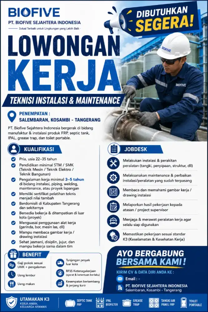 Teknisi Maintenance & Instalasi – Pengalaman 3 Tahun