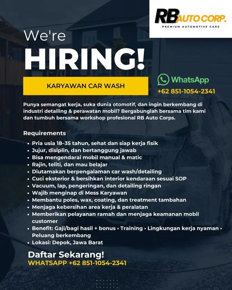 LOWONGAN CAR WASH STAFF