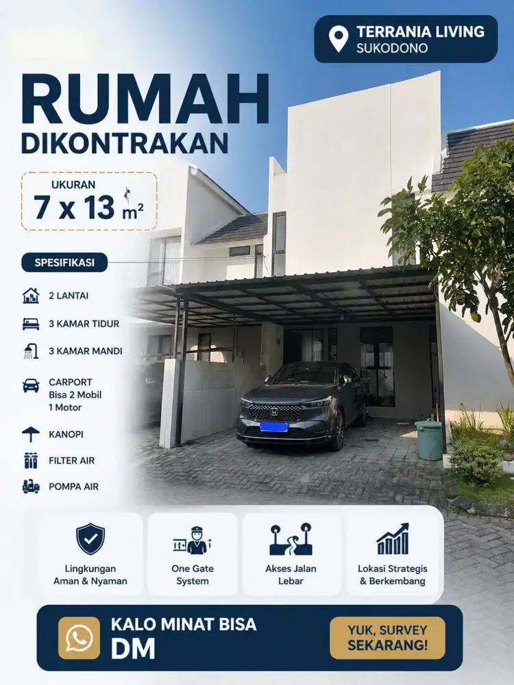 DISEWKAN RUMAH DI DAERAH SUKODONO ( PERUMAHAN TERANIA LIVING )