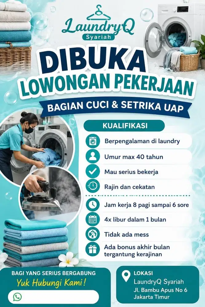 Lowongan cuci dan setrika uap