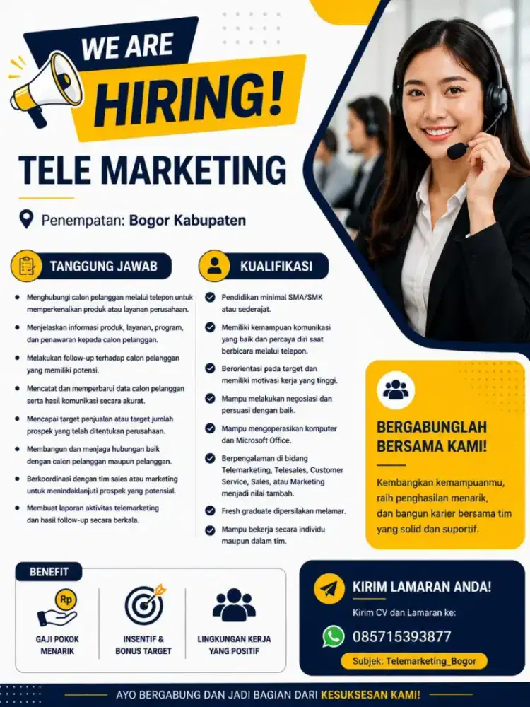 Lowongan Tele Marketing are Bogor