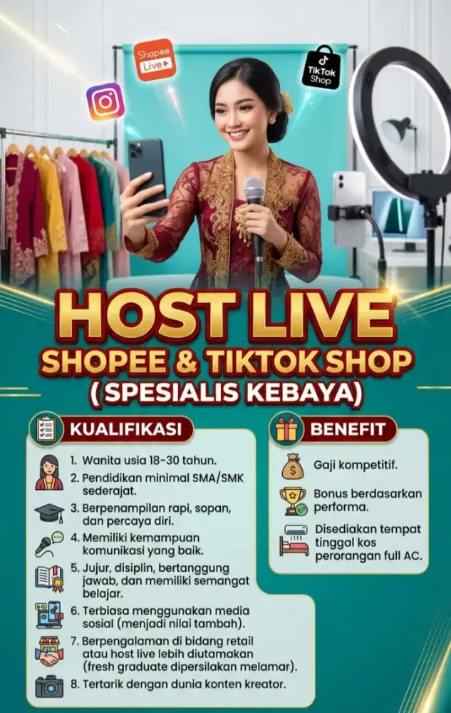 HOST LIVE ONLINE SHOP PRODUK KEBAYA