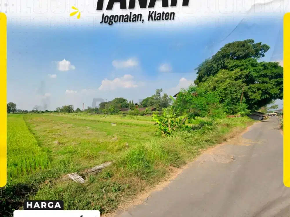 Tanah Luas Strategis Zona Industri Pinggir Jalan Aspal di Jogonalan Klaten