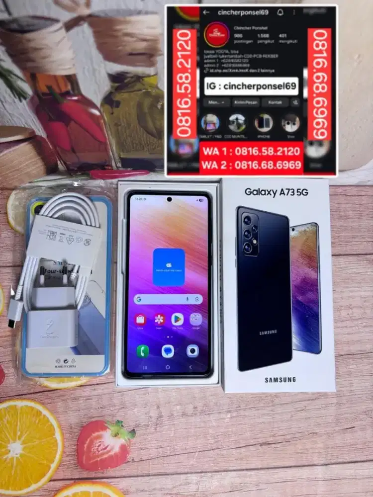 Jual hp Samsung A73 5G 8/256 istimewa siap pakai