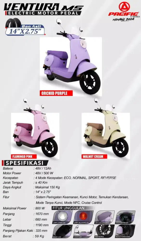 SEPEDA LISTRIK MODEL VESPA BISA COD GRATIS ONGKIR