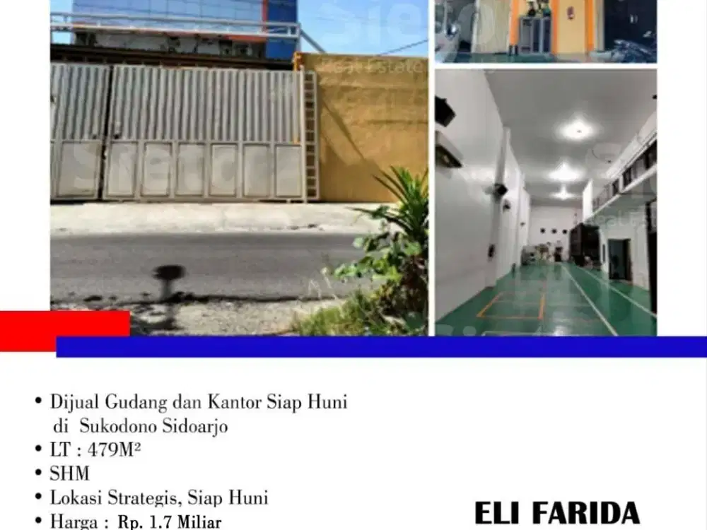 Dijual Gudang dan Kantor Siap Huni di Sukodono Sidoarjo