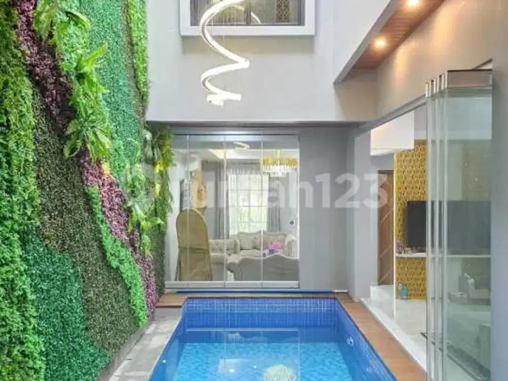 Jual Cepat Rumah 3.5 Lantai Cluster Taman Harapan Indah Mewah dengan Kolam Renang dan Rooftop Harga 3.9 M Nego