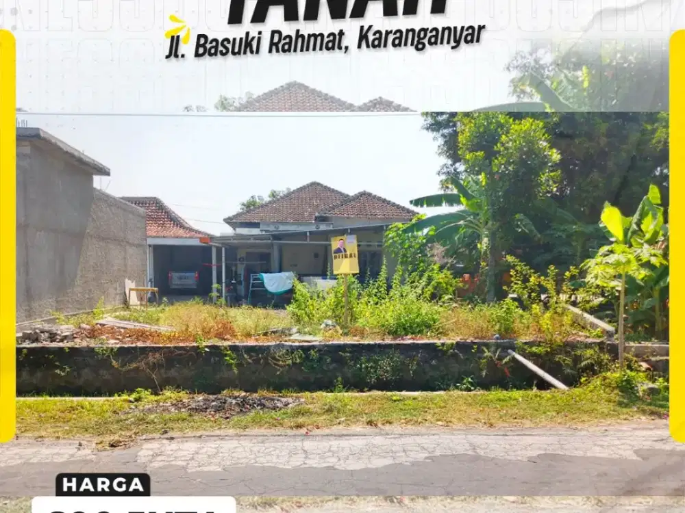 Tanah Strategis Siap Bangun Cocok Untuk Hunian di Jl. Basuki Rahmat Karanganyar