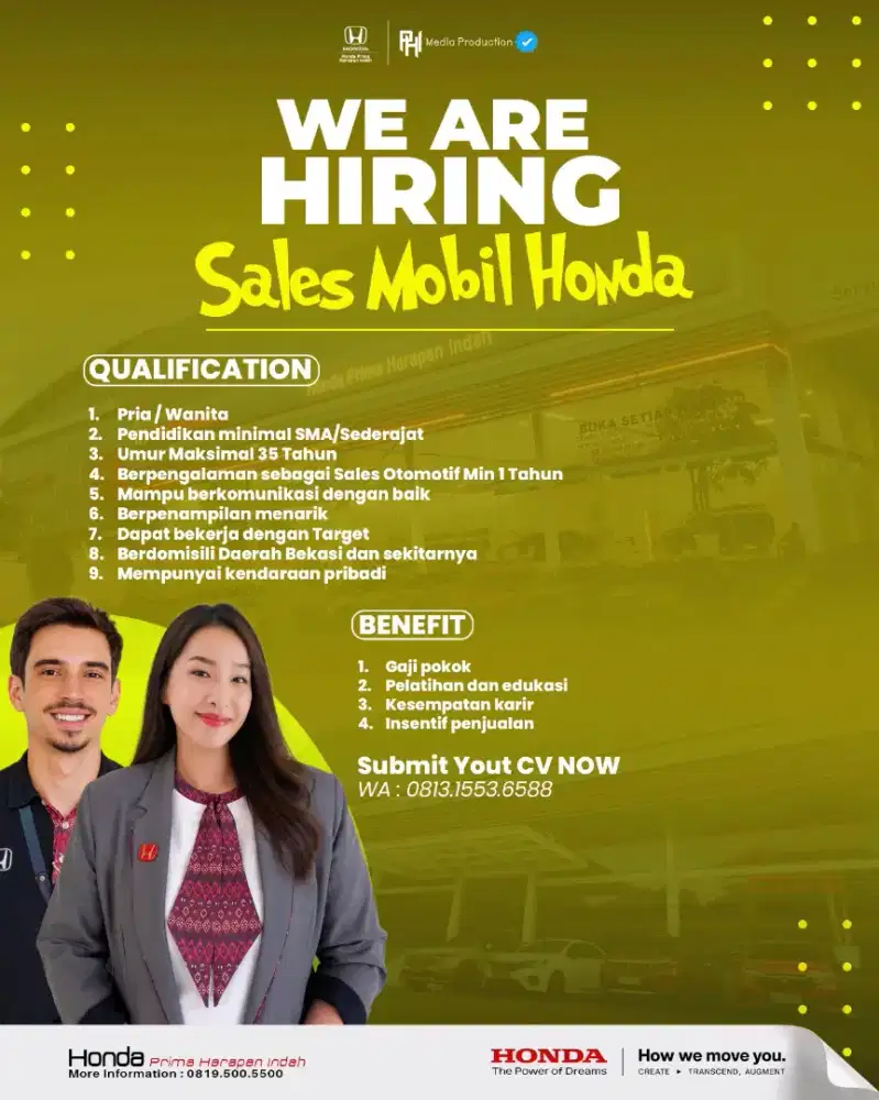 Lowongan Sales Mobil Honda