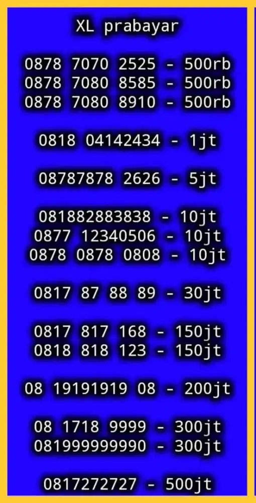 NOMOR CANTIK XL PRABAYAR