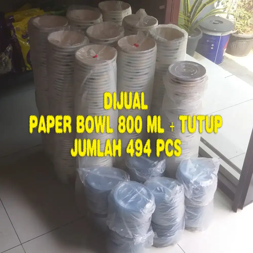 [DIJUAL BORONGAN] Paper Bowl 800 ml Motif + Tutup - Jumlah 494 pcs