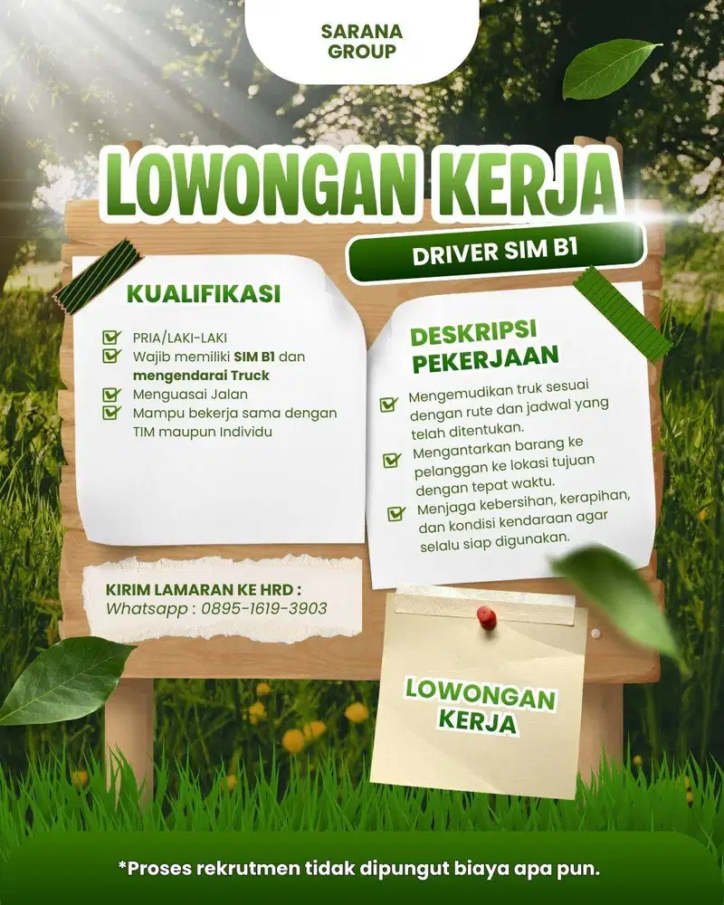 Lowongan Kerja Driver SIM B1