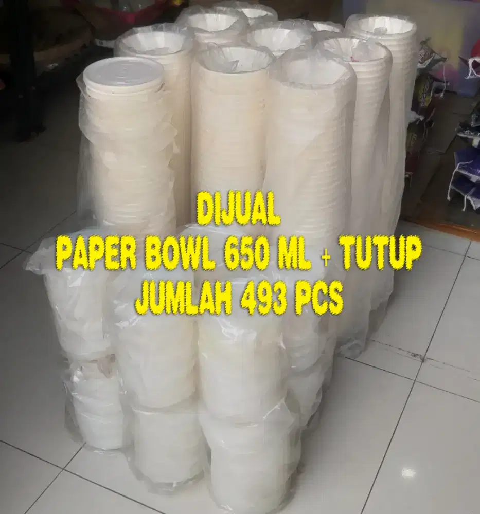 [DIJUAL BORONGAN] Paper Bowl 650 ml Motif + Tutup - Jumlah 493 pcs