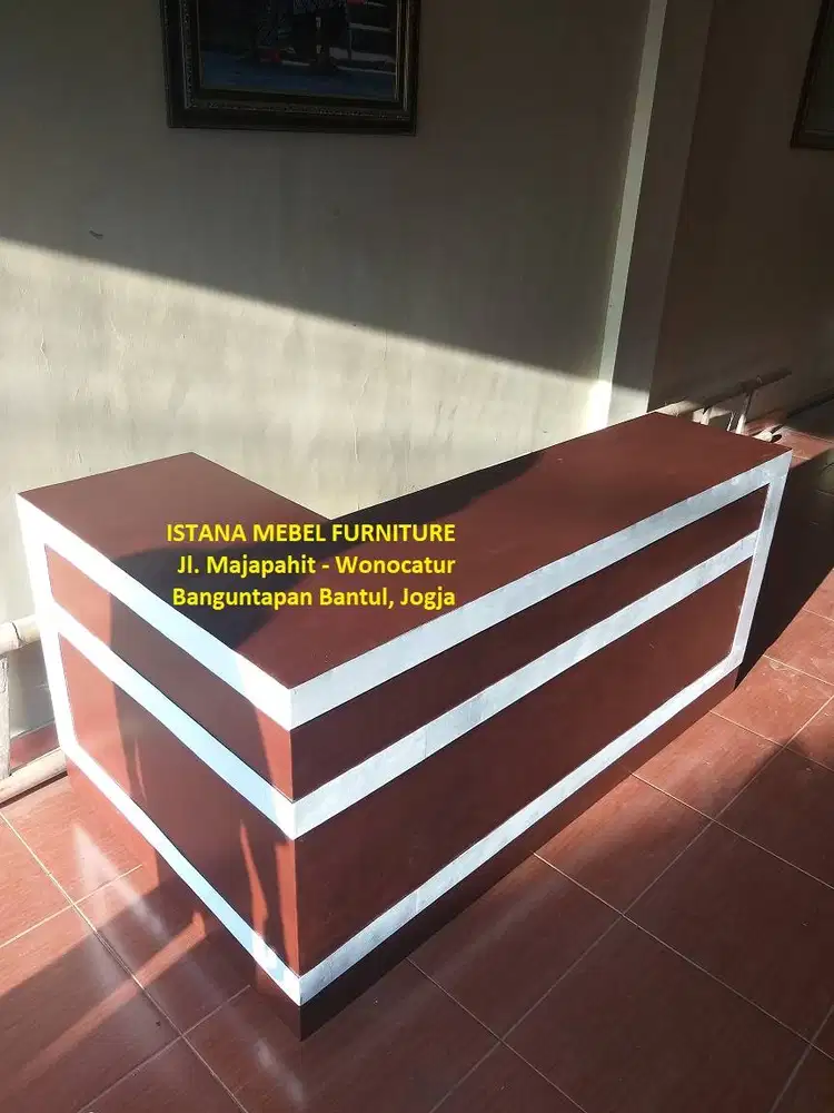 Meja Kasir Toko Laundry Loundry Londry Lobby Resepsionis Letter L Kayu