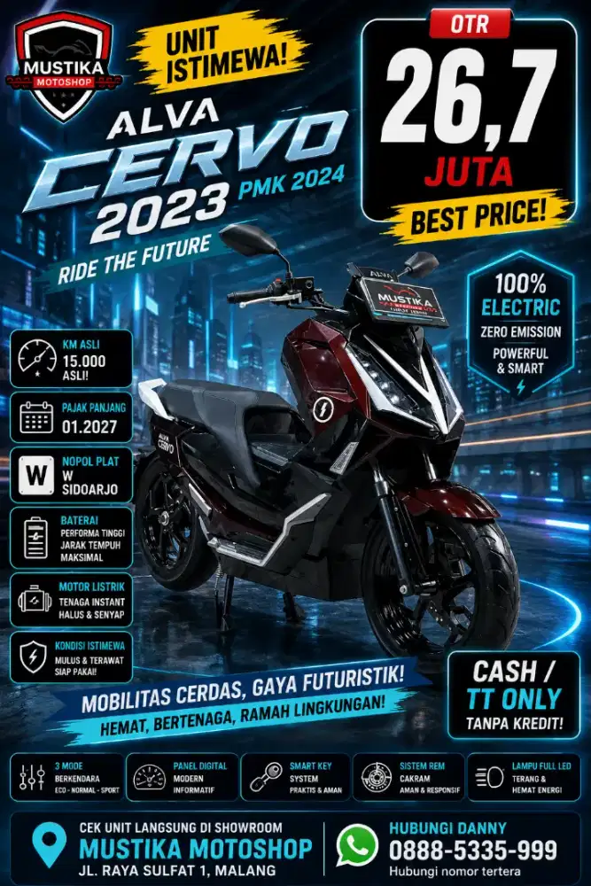Molis‼️Alva Cervo 2023 pmk 2024. KM 15rb. DANNY Mustika Sulfat