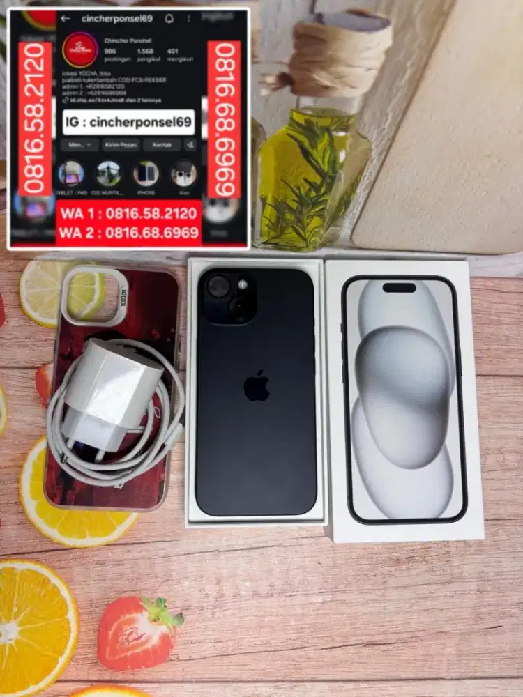 Jual iphone 15 Ibox 128gb likenew istimewa garansi Desember 2026