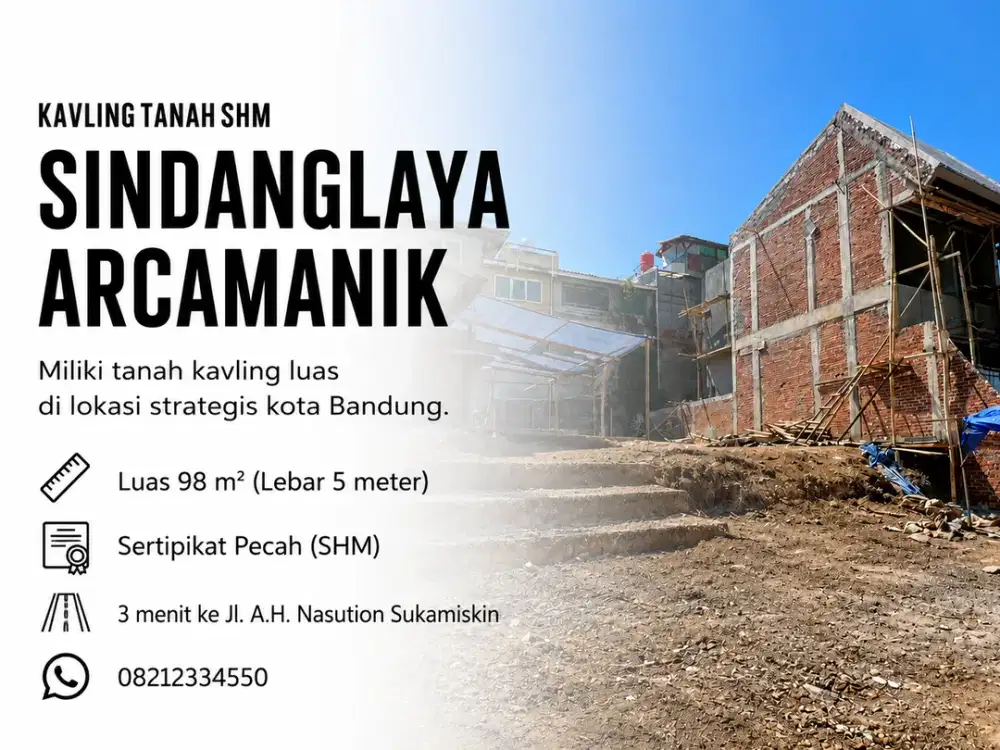 Kavling SHM 98 m² Sindanglaya Strategis Dekat A.H. Nasution & Ubertos Bandung