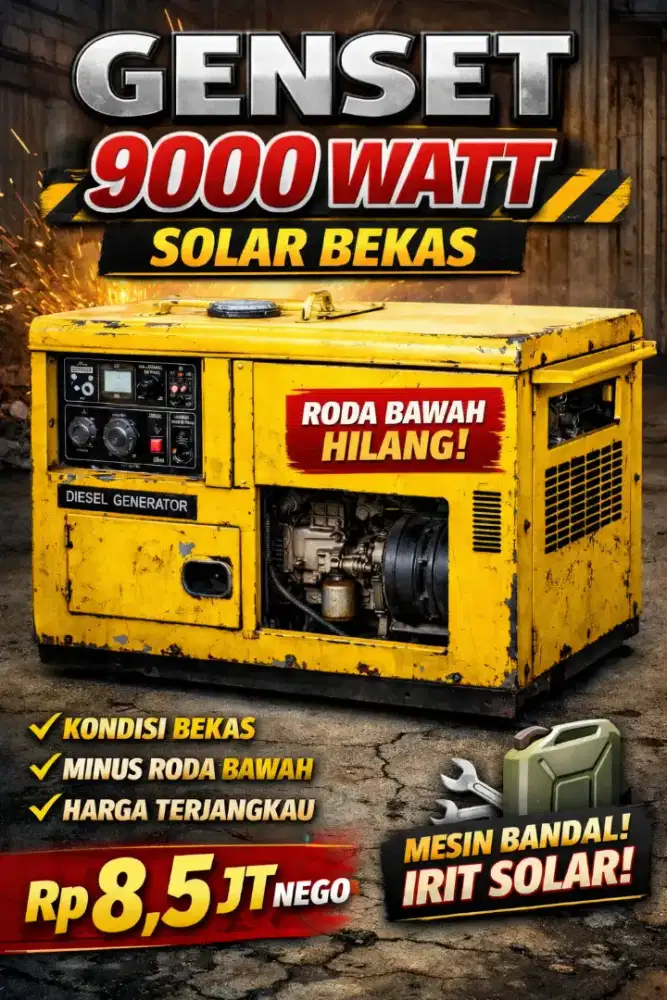 Dijual Genset 9000 Watt kondisi Bekas Siap Pakai, Tampa roda bawah