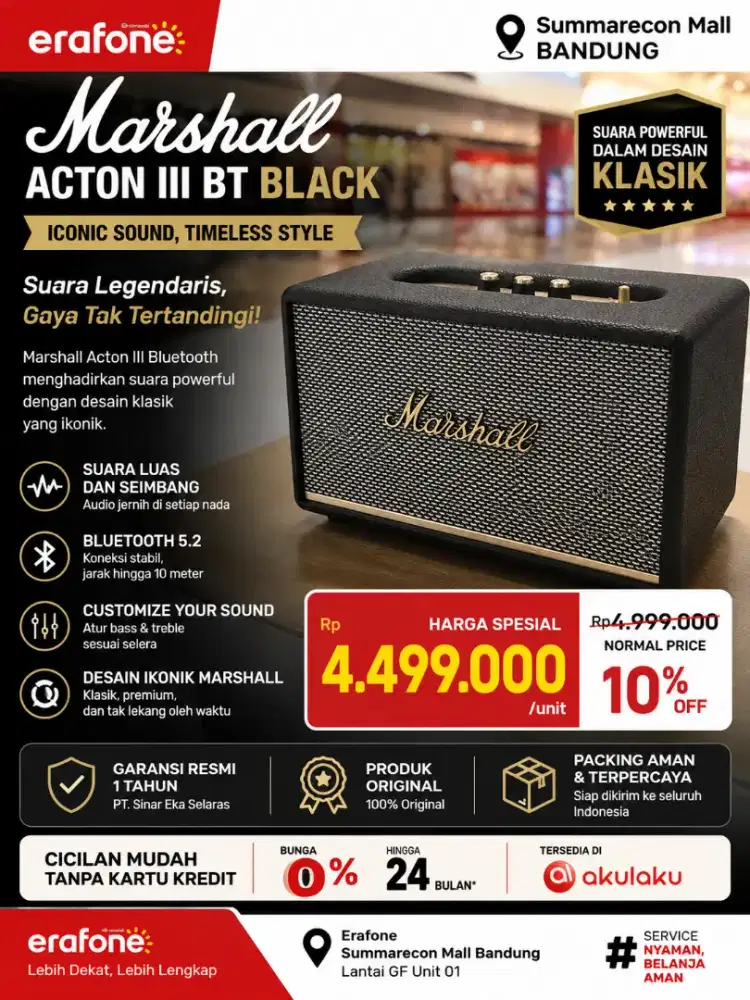 PROMO SPESIAL MARSHALL ACTON III BT BLACK!