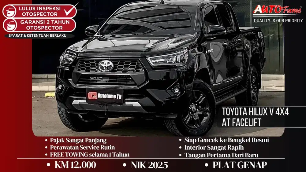 Toyota Hilux V 4x4 AT Facelift NIK 2025 Full Spec Electric Seat Black