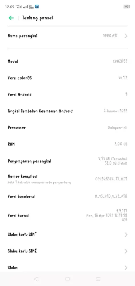 Dimahar HP Oppo A12 RAM 3/32