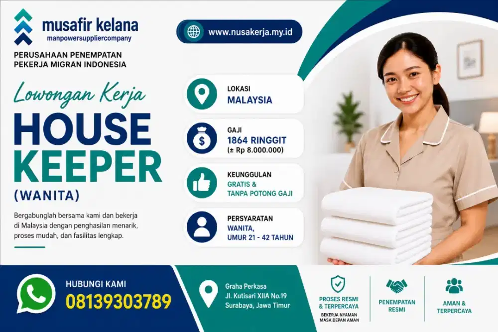 Gaji Rp 8 jt / Bln Lowongan Kerja ke Malaysia