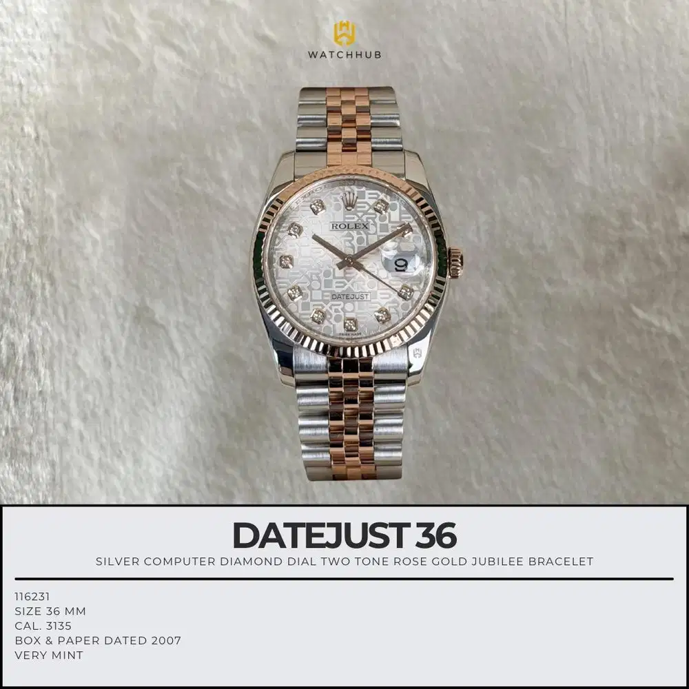 Rolex Datejust 36 Silver Computer Diamond 116231