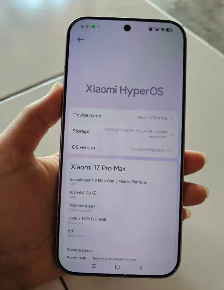 Xiaomi 17 Pro Max ram16/1Tb 5G inter beacukai fulset mulus