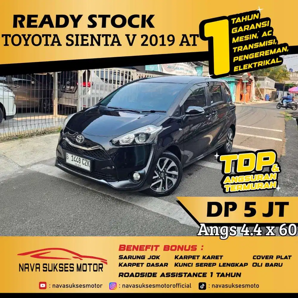 TDP 10Jt Angs Termurah Toyota Sienta V 2019 Matic Hitam Low Km LikeNew