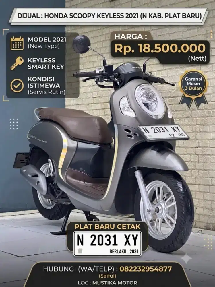 Perfect Condition!!Honda Scoopy keyles 2021 plat Baru Cetak-Mustika