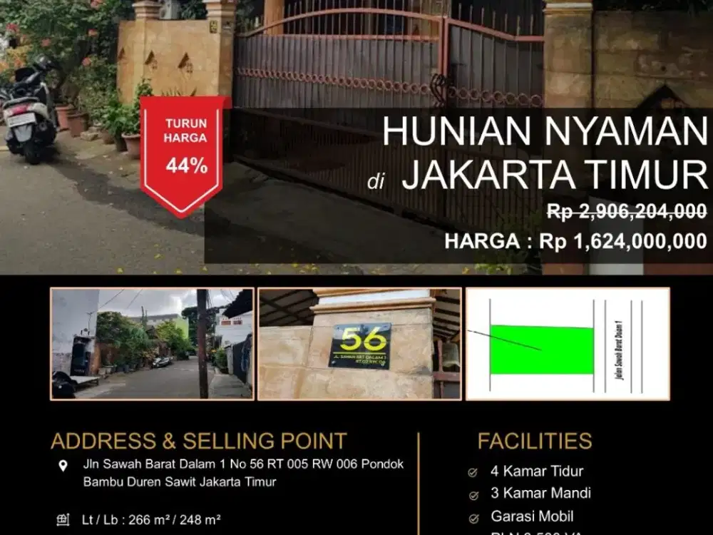 Dijual Cepat Rumah Kawasan Pondok Bambu Jakarta Timur