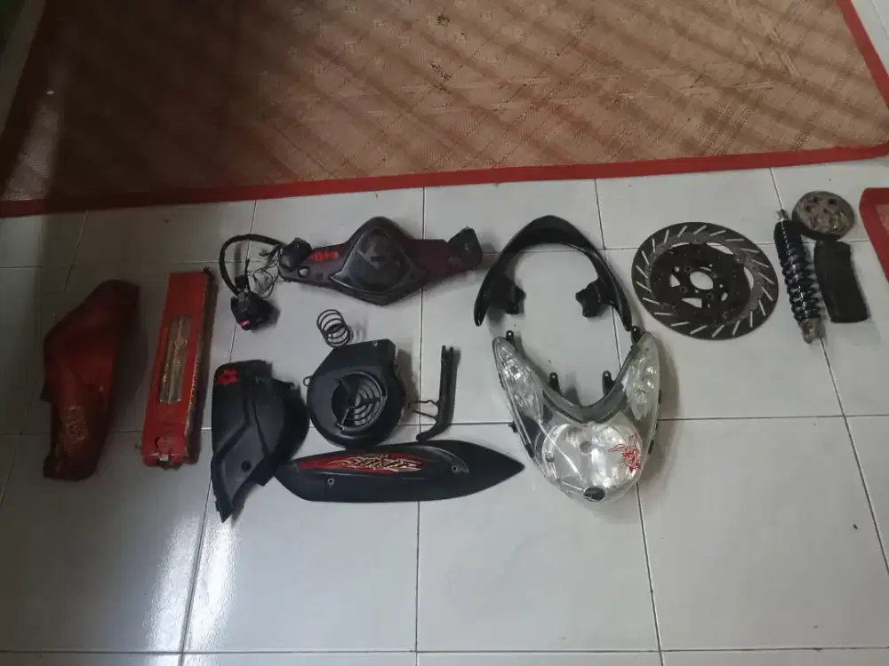 Jual asesoris motor Mio soul(asli)+pelak ring 14 warna silver+knelpot