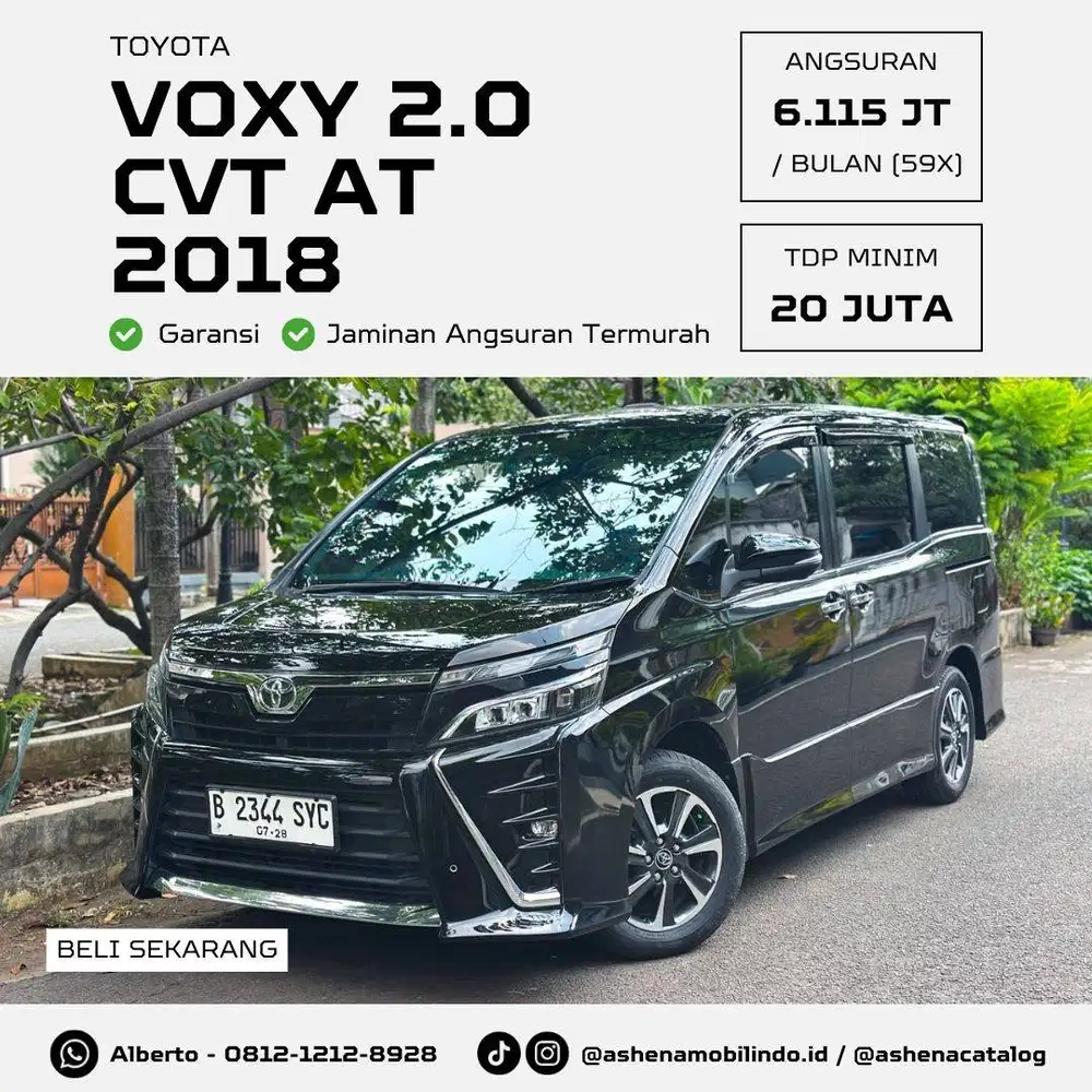 (Low KM) Toyota Voxy 2.0 CVT AT HItam Sunroof DP Minim 20jt