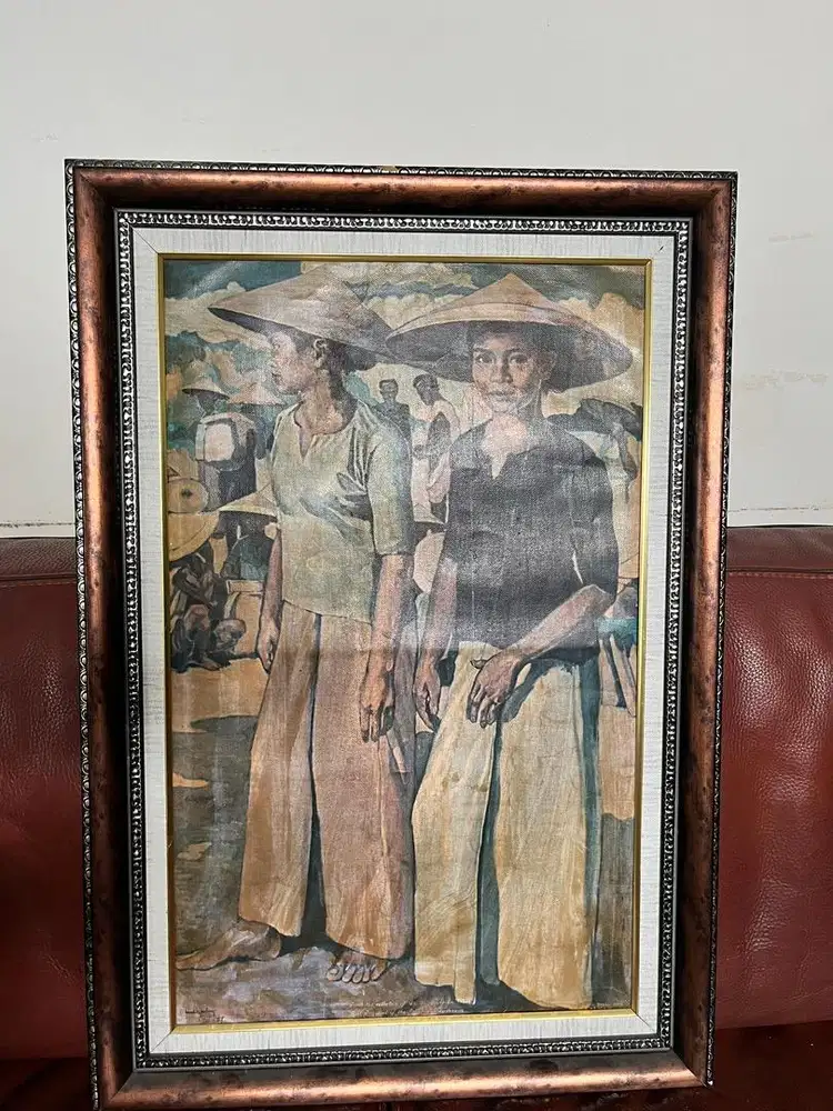 Lukisan Henk Ngantung Two Girls in Bamboo Hats