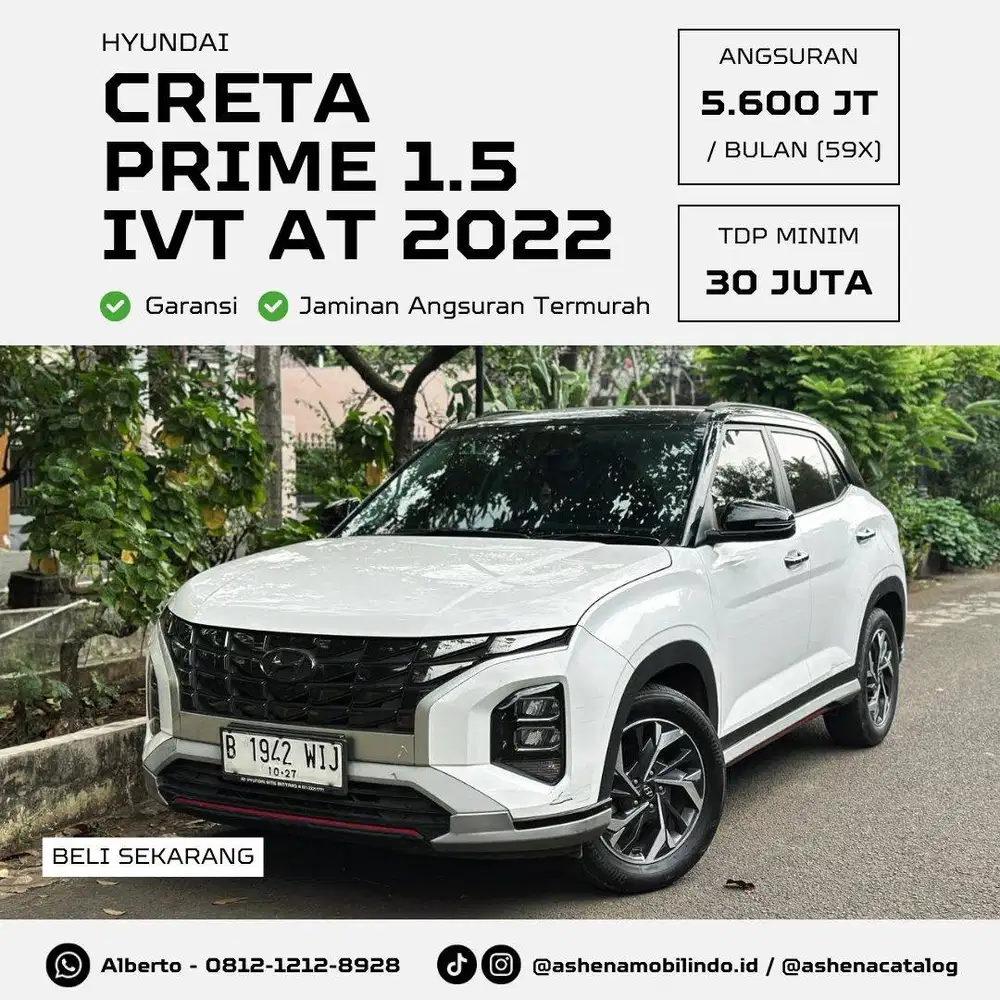 (DP 30jt) Creta Prime 1.5 IVT AT Putih Two Tone Panoramic Sunroof