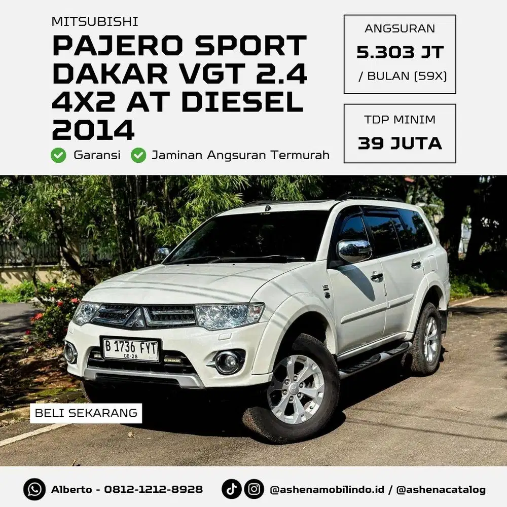 (Low KM) Pajero Sport Dakar VGT 2.4 4x2 AT Diesel Solar Putih Sunroof