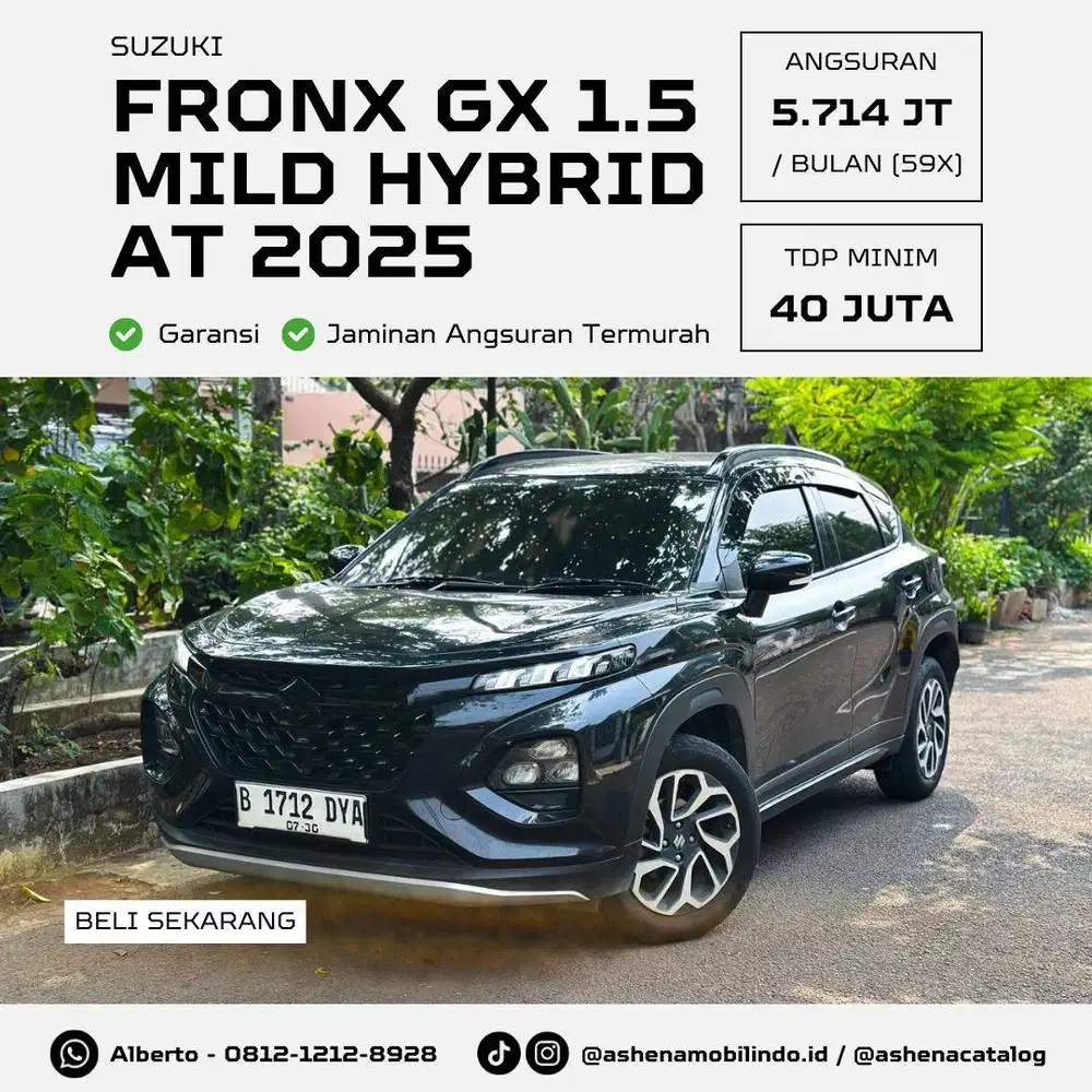 (Low KM) Fronx GX 1.5 Mild Hybrid AT 2025 Hitam DP Minim 40jt
