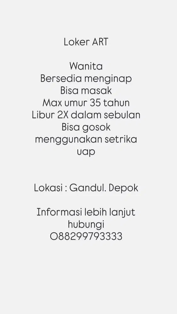Loker untuk ART