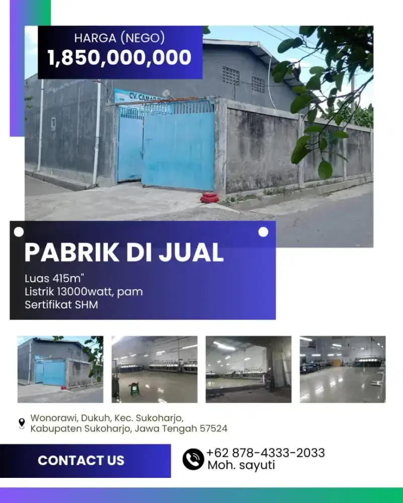di jual gudang pabrik
