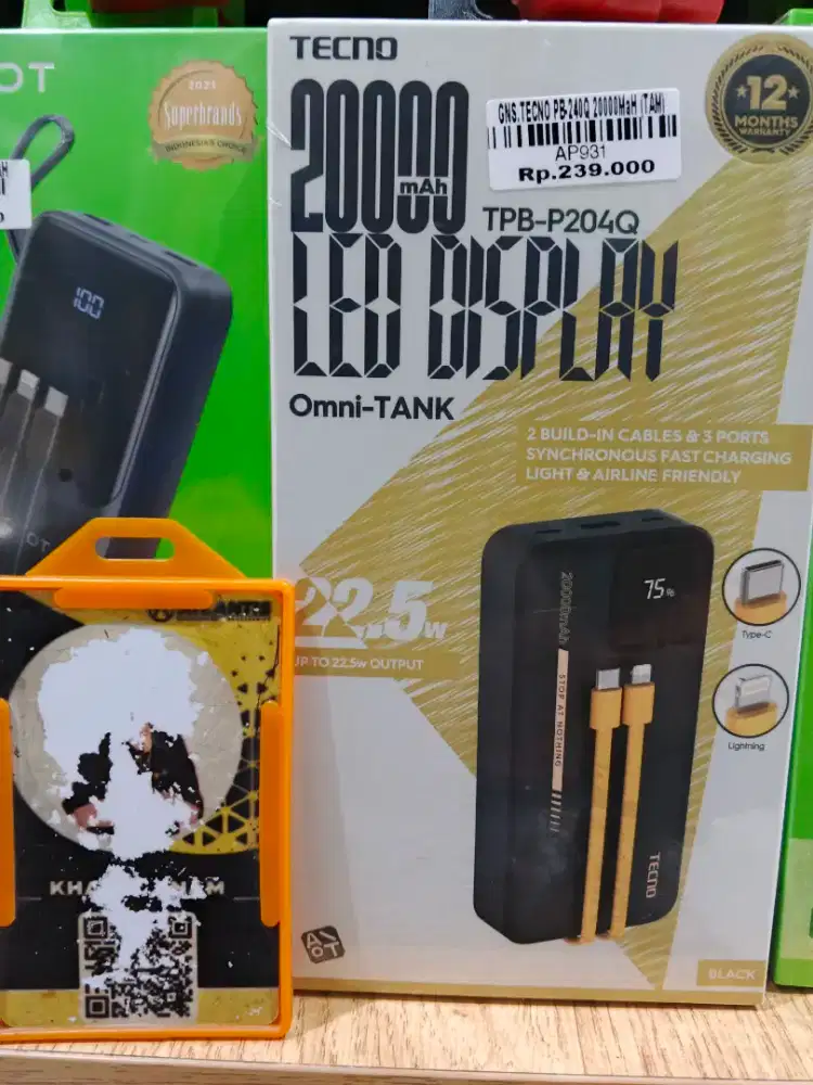 POWERBANK TECNO 20.000Mah 22, 5Watt