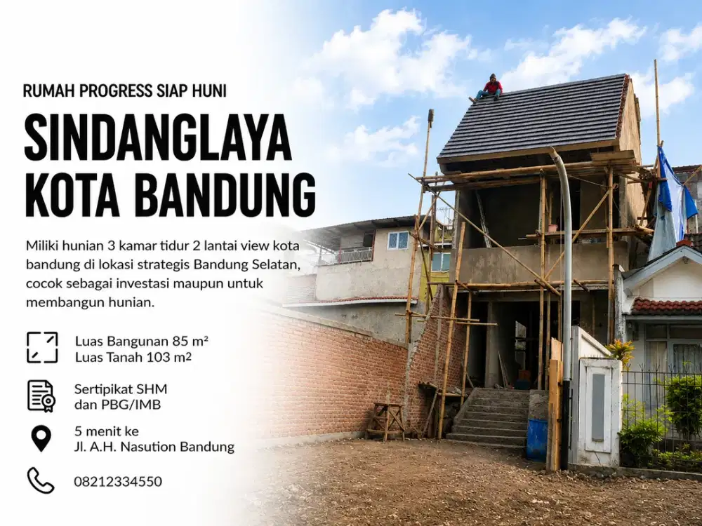 Rumah Progress Siap Huni 2 Lantai 3 Kamar di Sindanglaya Kota Bandung Bandung