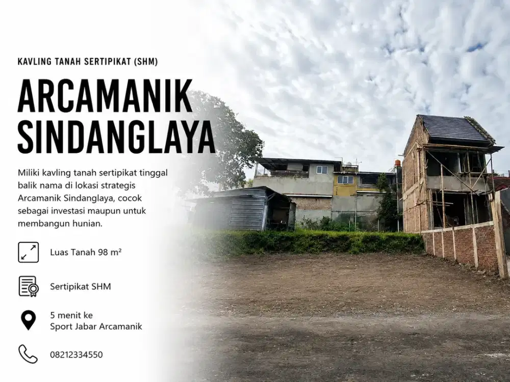 Kavling Tanah SHM 98 m²  Siap Bangun di Sindanglaya Arcamanik Dekat Sport Jabar