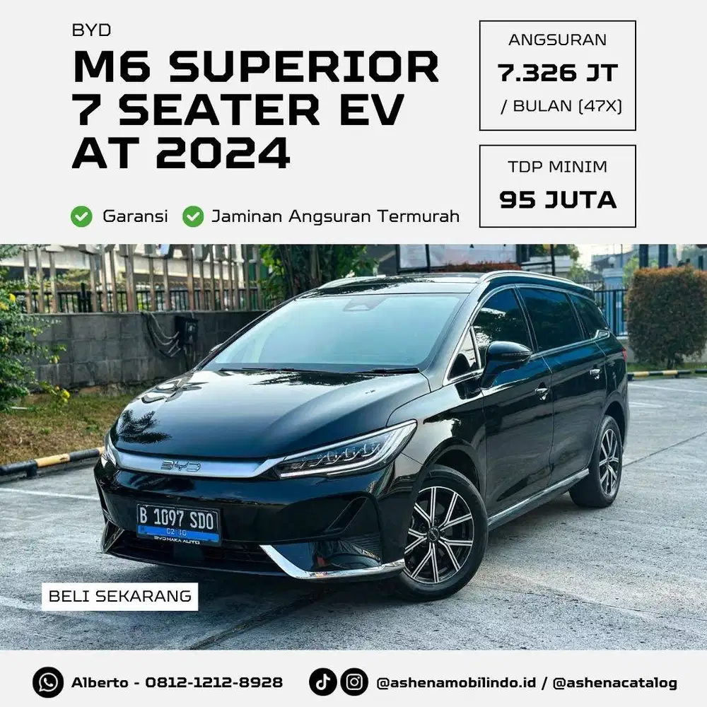 (Low KM) BYD M6 Superior 7 Seater EV Listrik AT Hitam DP Minim 95jt