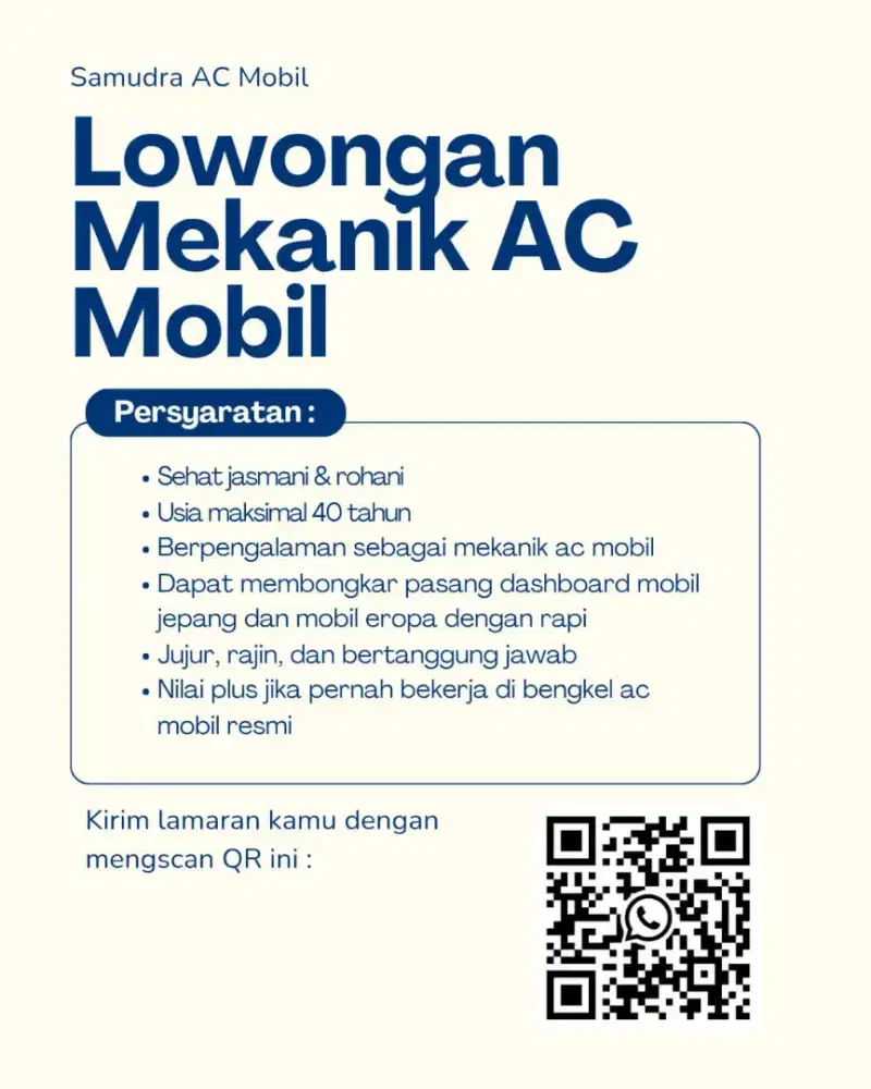 Lowongan Mekanik AC Mobil