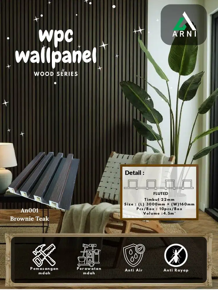 Wall Panel WPC Dinding ARNI Anti Rayap Panjang 3m Motif Kayu Murah