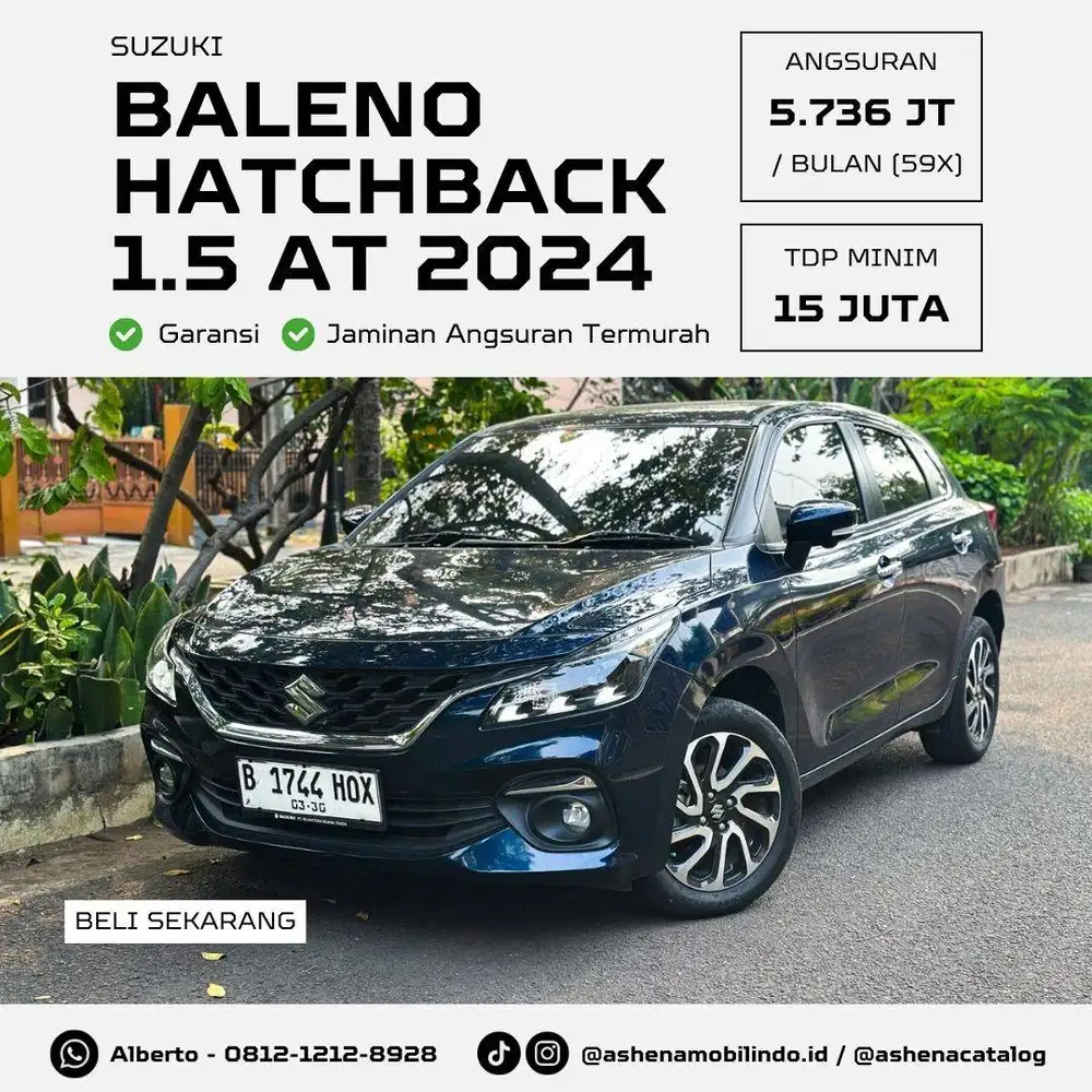 (Low KM) Baleno Hatchback 1.5 AT Midnight Blue 2024 DP Minim 15jt